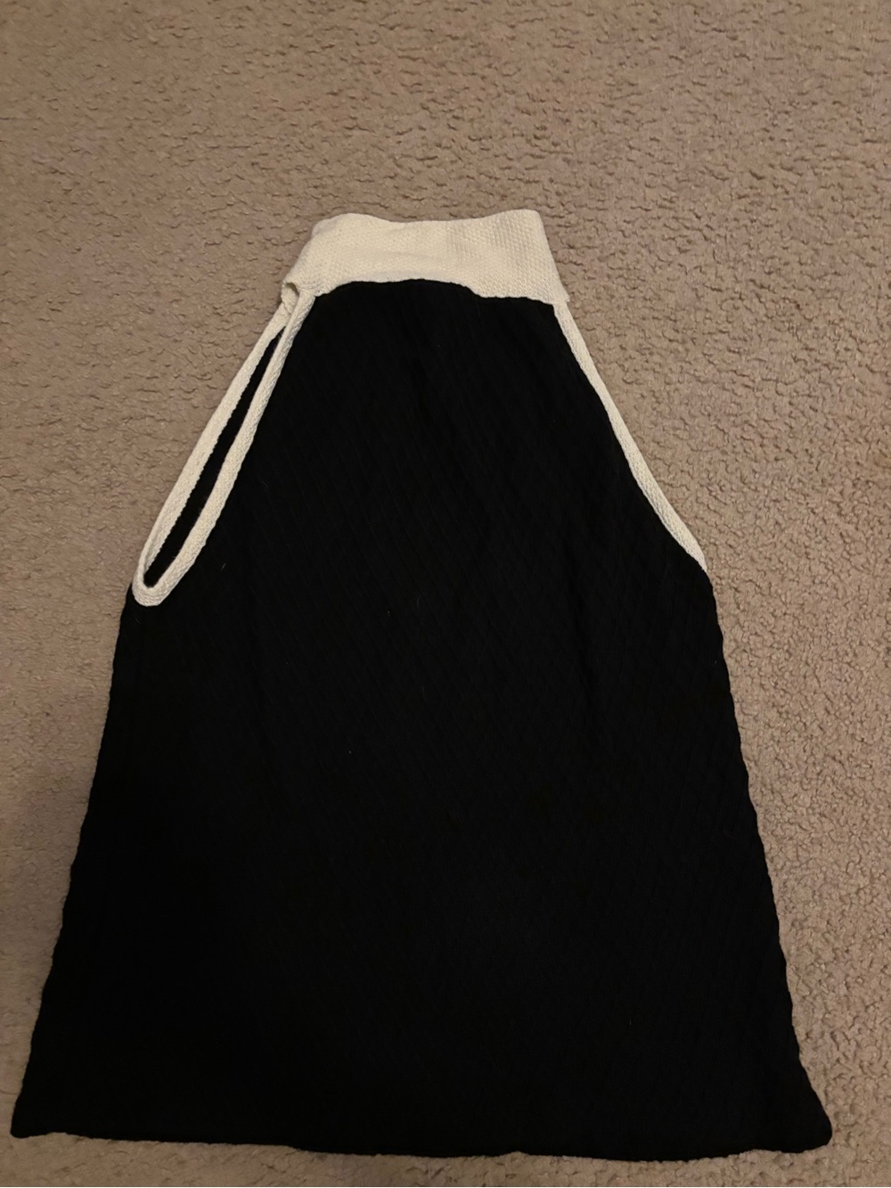 Classic Black Sweater Knit Halter Top with White Trim